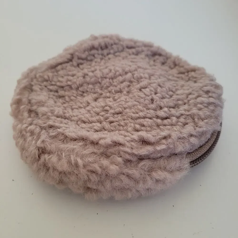 Pelle Borsa Coin Card Holder Wallet Medium Round Zip Quality‎ Teddy Faux Fur